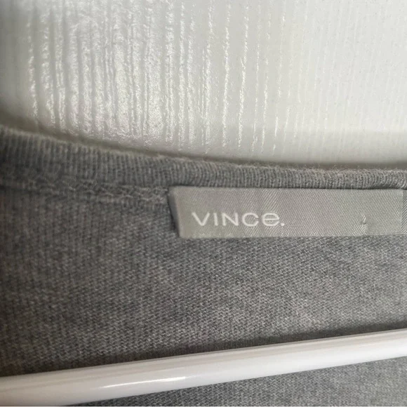 Vince Raw Edge Long Sleeve Henley T-Shirt in Gray L - Picture 10 of 15